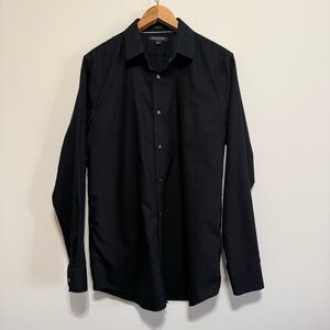 Banana Republic Mens Slim Fit Classic Black Cotton Button Up Collar Dress Shirt
